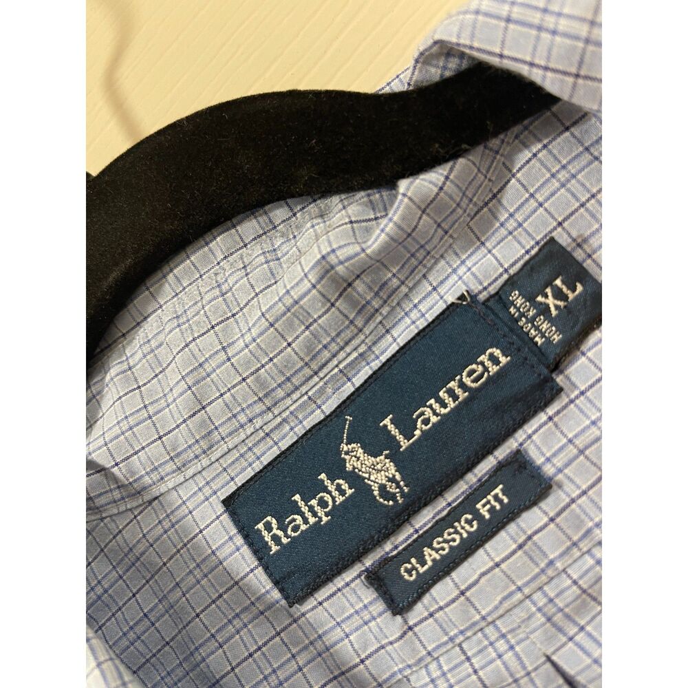Ralph Lauren Men's Button-Up Blue Checkered Shirt XL Classic Fit (Stained)